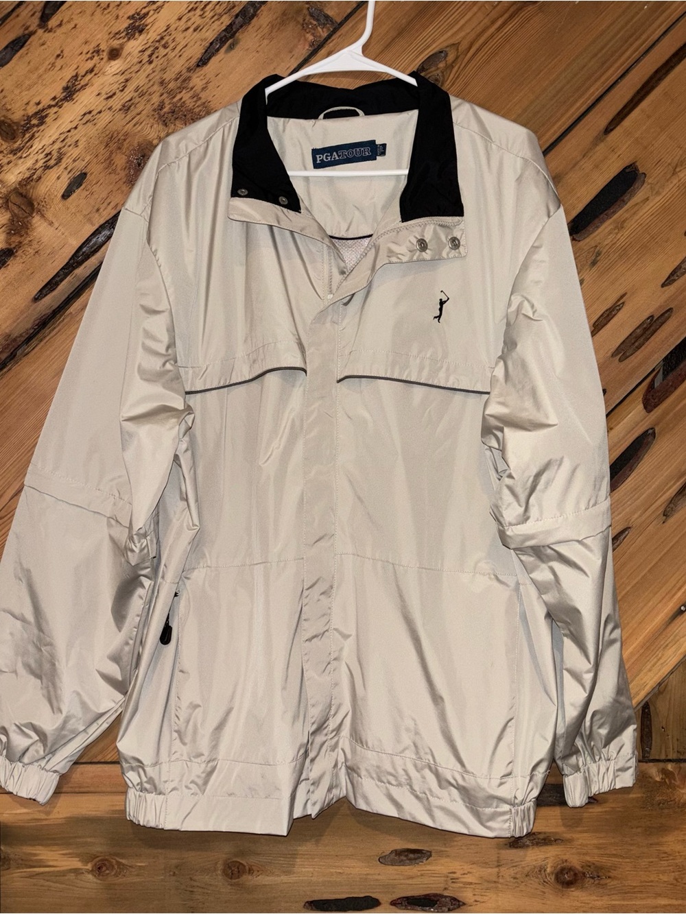 PGA Tour Beige and Black Golf Windbreaker Jacket NWOT